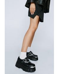 Nasty Gal - Faux Leather Platform Chain & Stud Brogues - Lyst