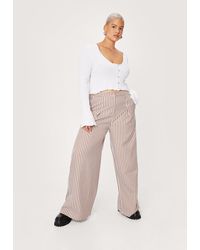 Nasty Gal - Plus Size Brown Check Wide Leg Trouser - Lyst