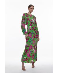 Karen Millen - Silhouette Floral Batwing Midi Dress - Lyst