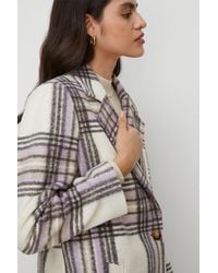 Oasis - Purple Check Single Breasted Relaxed Coat - Lyst