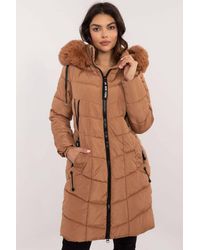 Love Lace - Quilted Hooded Puffer Jacket With Pockets & Faux Fur - Lyst