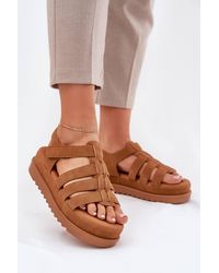 Love Lace - Platform Suede Sandals With Velcro Adjustable Strap For Summer - Lyst