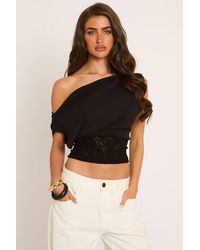 Rebellious Fashion - Off Shoulder Lace Cinched Waist Top - Lyst