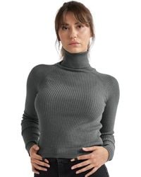 Alse Studio - Fitted Super Soft Turtle Neck Ribbed Jumper - Lyst