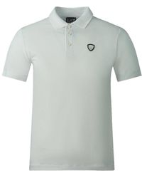 EA7 - Branded Crest Logo On Chest White Polo Shirt - Lyst