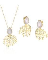 Spero London - Mother Of Pearl Branch Sterling Earring & Necklace Set - Lyst