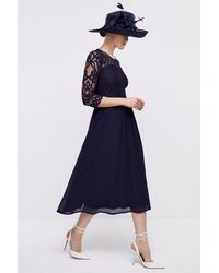 Coast - Lace Bodice Full Georgette Skirt Midi Dress - Lyst