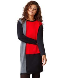 Roman - Colour Block Knitted Jumper Dress - Lyst
