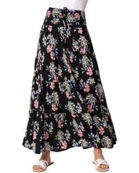 Roman - Floral Shirred Waist Maxi Skirt - Lyst