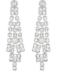 Jon Richard - Silver Plated Pearl And Crystal V Drop Earrings - Lyst