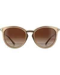 Michael Kors - Round Light Gold Brown Transparent Brown Gradient Sunglasses - Lyst