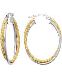 Jewelco London - 9Ct 2- Oval Snake Mesh 3Mm Hoop Earrings, 32X24Mm - Lyst