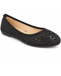 Spot on - Embellished Glitter Ballet Pumps With Floral Detail - Lyst
