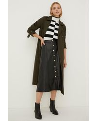 Oasis - Faux Leather Button Detail Midi Skirt - Lyst