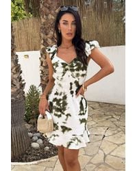 AX Paris - Smudge Print Frill Hem Mini Dress - Lyst