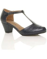 AJVANI - Mid Heel Comfort T-Bar Brogue Heels - Lyst