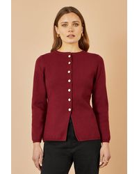 Yumi' - Knitted Fitted Button Down Peplum Cardigan - Lyst