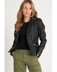 Barneys Originals - Tall Belina Leather Biker Jacket - Lyst