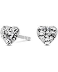 Simply Silver - Sterling Silver 925 With Cubic Zirconia Pave Heart Stud Earrings - Lyst