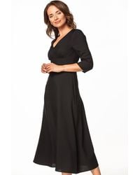 Love Lace - Pleated 3/4 Sleeve Maxi Dress With Zip - Lyst