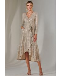 Jolie Moi - Long Sleeve Metallic Spot Maxi Dress - Lyst