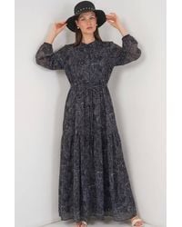 Bigdart - Buttoned Crew Neck Maxi Dress With Waistband - Lyst