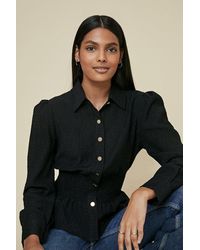 Oasis - Shirred Collared Top - Lyst
