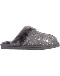 Absolute Footwear - Childrens Slip On Open Back Faux Fur Mule Slippers With Star Design - Lyst