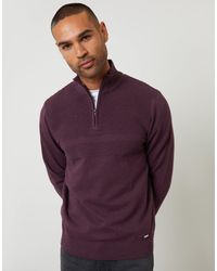 Threadbare - Rib Detail Knitted Quarter Zip Jumper - Lyst