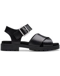 Clarks - Orinoco Cross Leather Flat Sandals - Lyst