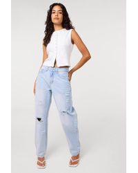 Pink Vanilla - Ripped Washed Barrel Jeans - Lyst