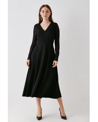 Debut London - Spot Mesh Sleeve Fit And Flare Dress - Lyst
