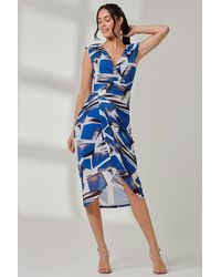 Jolie Moi - Mesh Wrap Ruched Bodycon Dress - Lyst