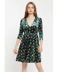 Louche - Annalise Paintbrush Print Velvet V Neck Mini Dress - Lyst