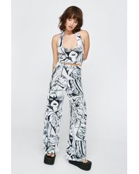 Nasty Gal - Printed Halter And Wide Leg Trousers Set - Lyst