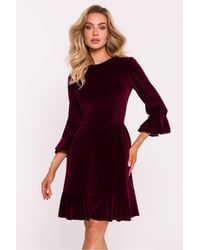 Love Lace - Everyday Velvet Long Sleeve Midi Dress With Zip - Lyst