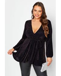 Yours - Glitter Wrap Top - Lyst