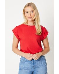 Dorothy Perkins - Button Shoulder Detail T-shirt - Lyst