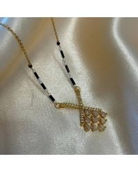 The Colourful Aura - Elegant Pearl Drop Dokiya Mangalsutra Necklace, -Plated Brass - Lyst