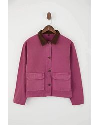 WOVCOR - Contrast Collar Button Front Utility Jacket - Lyst
