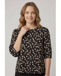 Izabel London - Spotty Print 3/4 Sleeve Relaxed Blouse - Lyst
