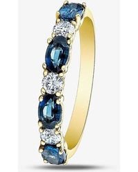 T.H.Baker - 9Ct Sapphire & 0.2Ct Diamond Half Eternity Ring - Lyst