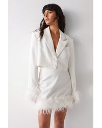 Warehouse - Feather Cuff Tailored Cropped Blazer - Lyst