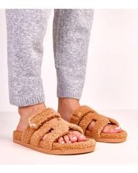 Love Lace - Open Front Faux Fur Slippers With Soft Cozy Lining Lightweight - Lyst