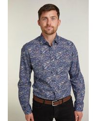Double Two - Wine & Blue Paisley Print Long Sleeve Formal Shirt - Lyst
