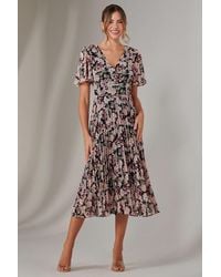 Jolie Moi - Chiffon Pleated Wrap Midaxi Dress - Lyst