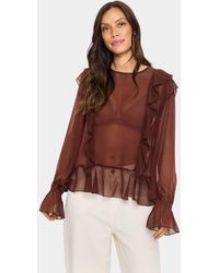 Saint Tropez - Labellesz Sheer Ruffle Blouse - Lyst