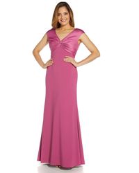 Adrianna Papell - Satin Crepe Twist Front Gown - Lyst