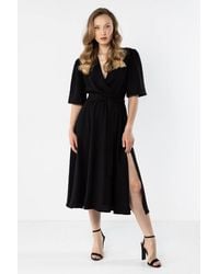 Love Lace - Wrap V-Neck Short Sleeve Fit & Flare Dress - Lyst