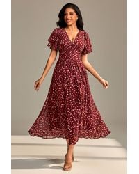 Jolie Moi - Layered Angel Sleeved Chiffon Maxi Dress - Lyst